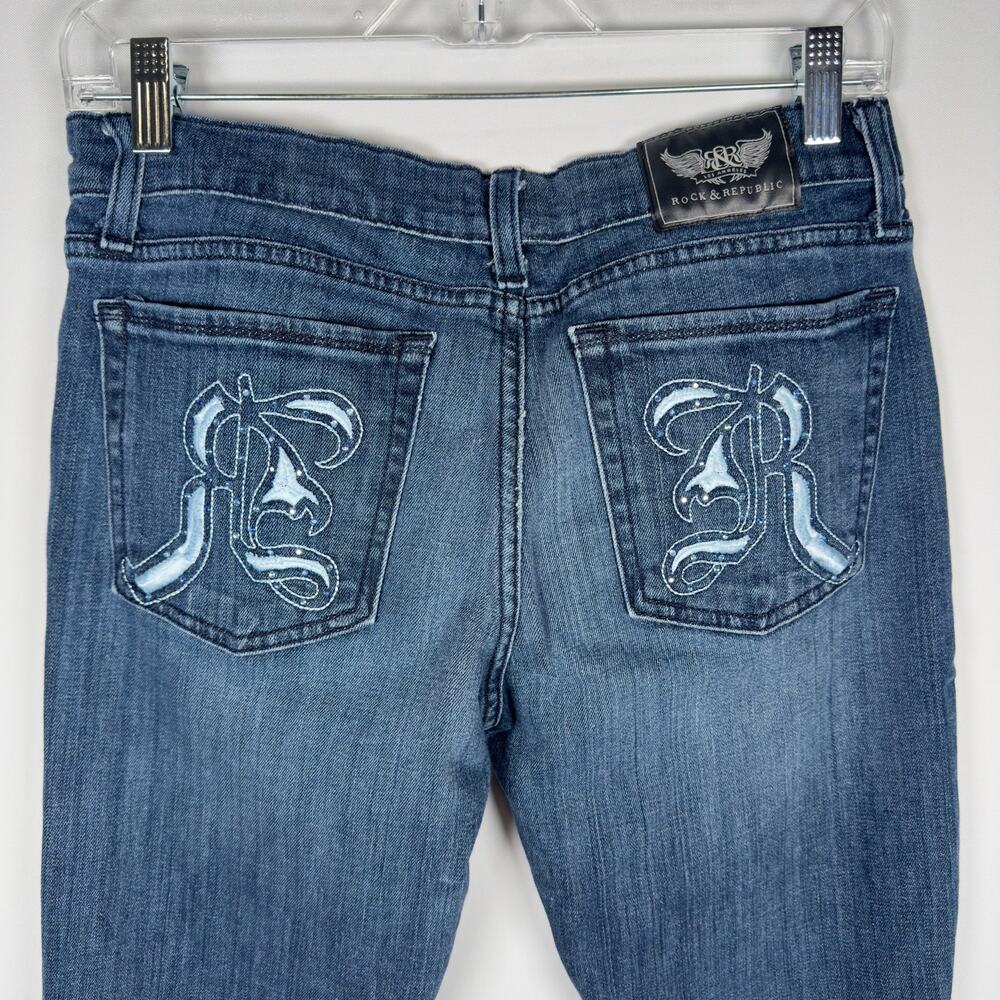 Vintage Rock & Republic Bootcut Low-Mid Rise Embellished Jeans Women's Size 30 - Picture 4 of 10